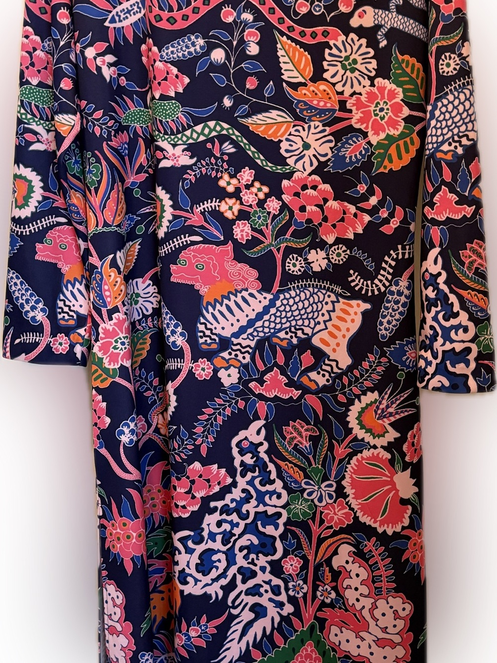 CK Bradley Long Sleeve Floral Maxi Dress in Navy and Pink EUC - Picture 2 of 4